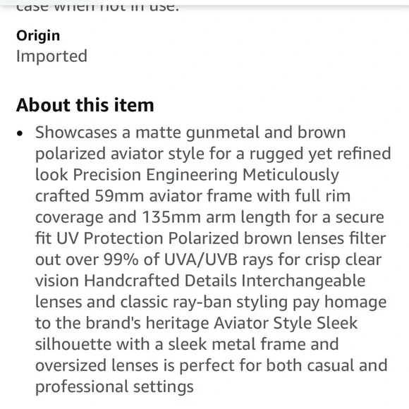 Ray-Ban men’s RB3519 aviator sunglasses gunmetal brown polarized - Picture 9 of 9